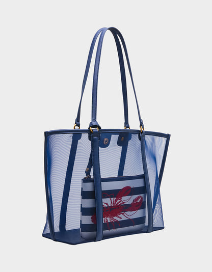 HOTTER THAN BUTTER MESH TOTE W NAVY - HANDBAGS - Betsey Johnson