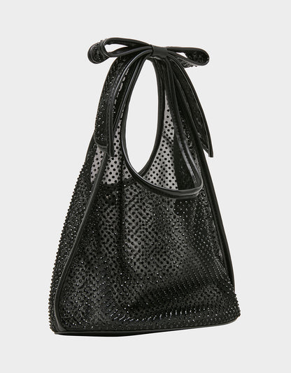 BOW MINI MESH TOTE BLACK - HANDBAGS - Betsey Johnson