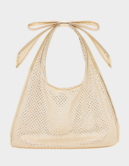BOW MINI MESH TOTE GOLD - HANDBAGS - Betsey Johnson