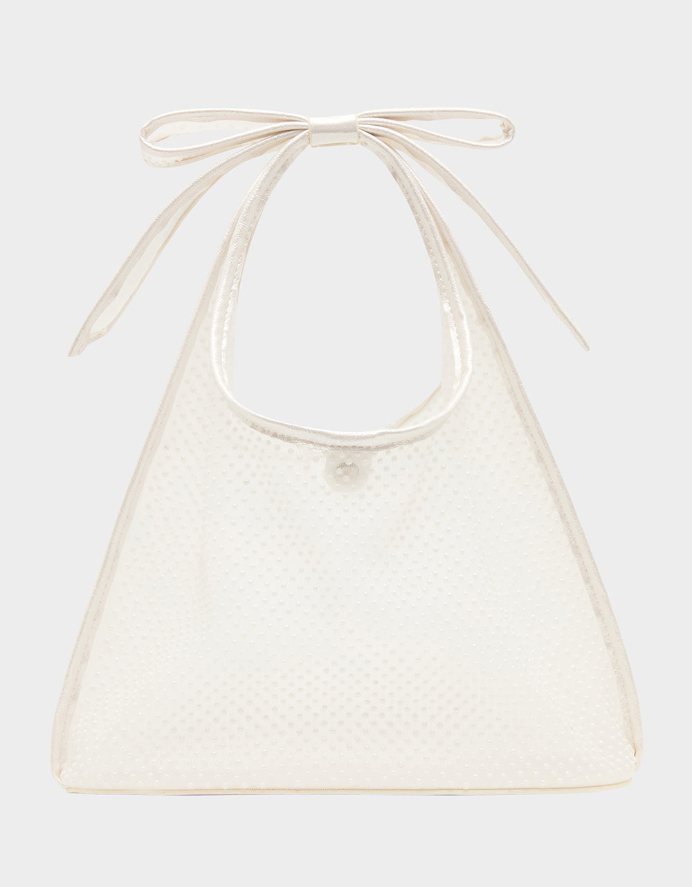 BOW MINI MESH TOTE PEARL - HANDBAGS - Betsey Johnson