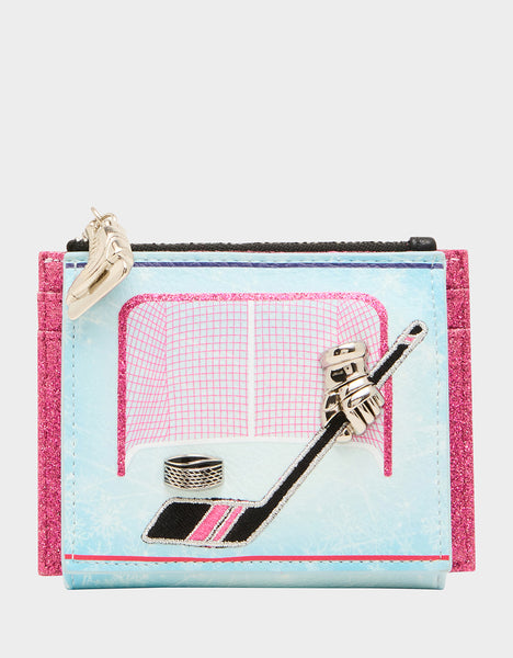 FACE OFF Light Blue Ice Hockey Sports Women's Bifold Wallet