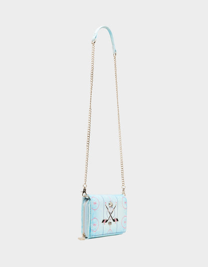 PUCKIN' AROUND WALLET ON CHAIN LIGHT BLUE - HANDBAGS - Betsey Johnson