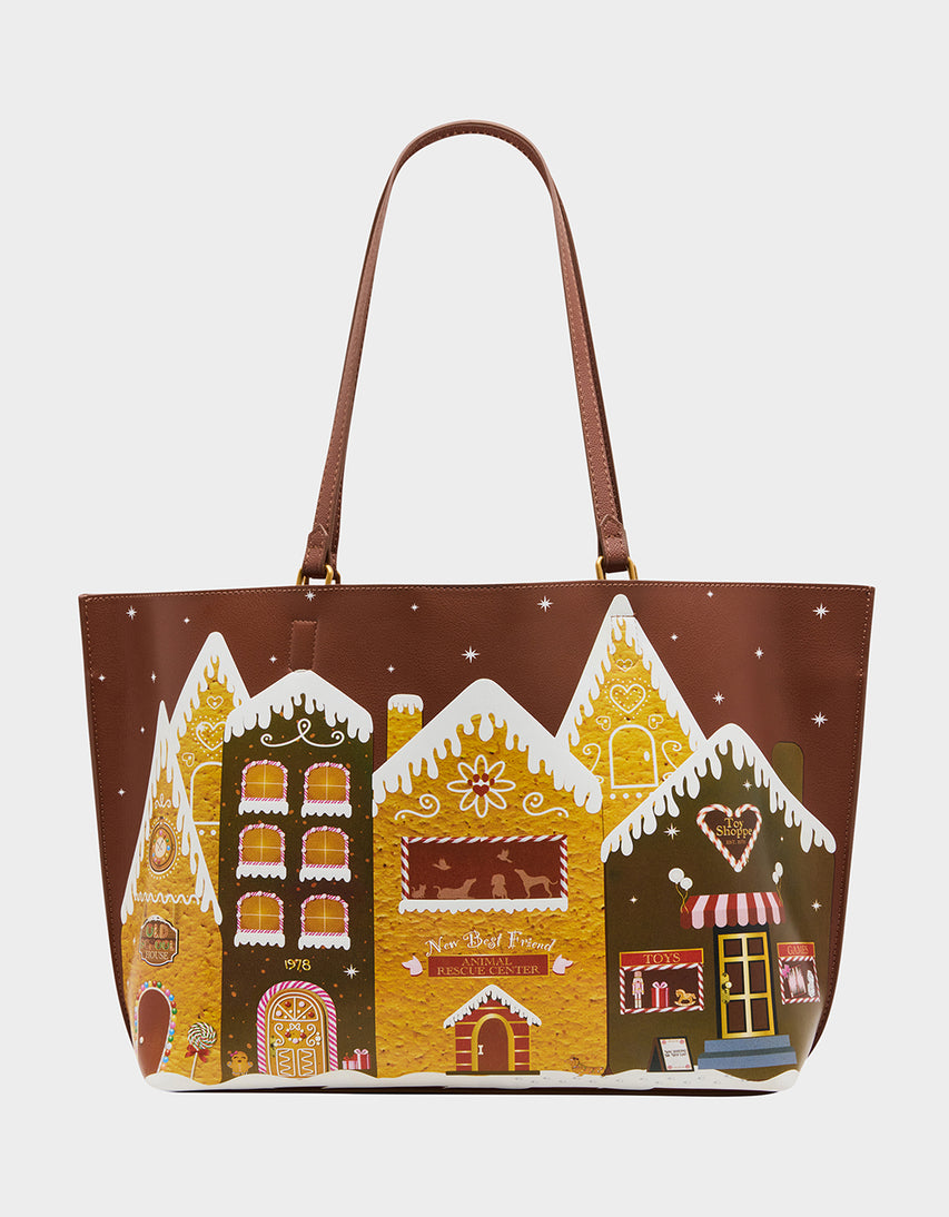 TAKES A VILLAGE TOTE BROWN - HANDBAGS - Betsey Johnson