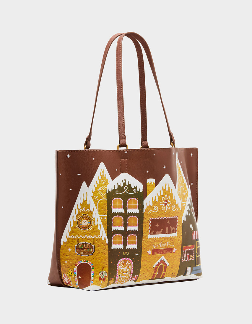 TAKES A VILLAGE TOTE BROWN - HANDBAGS - Betsey Johnson