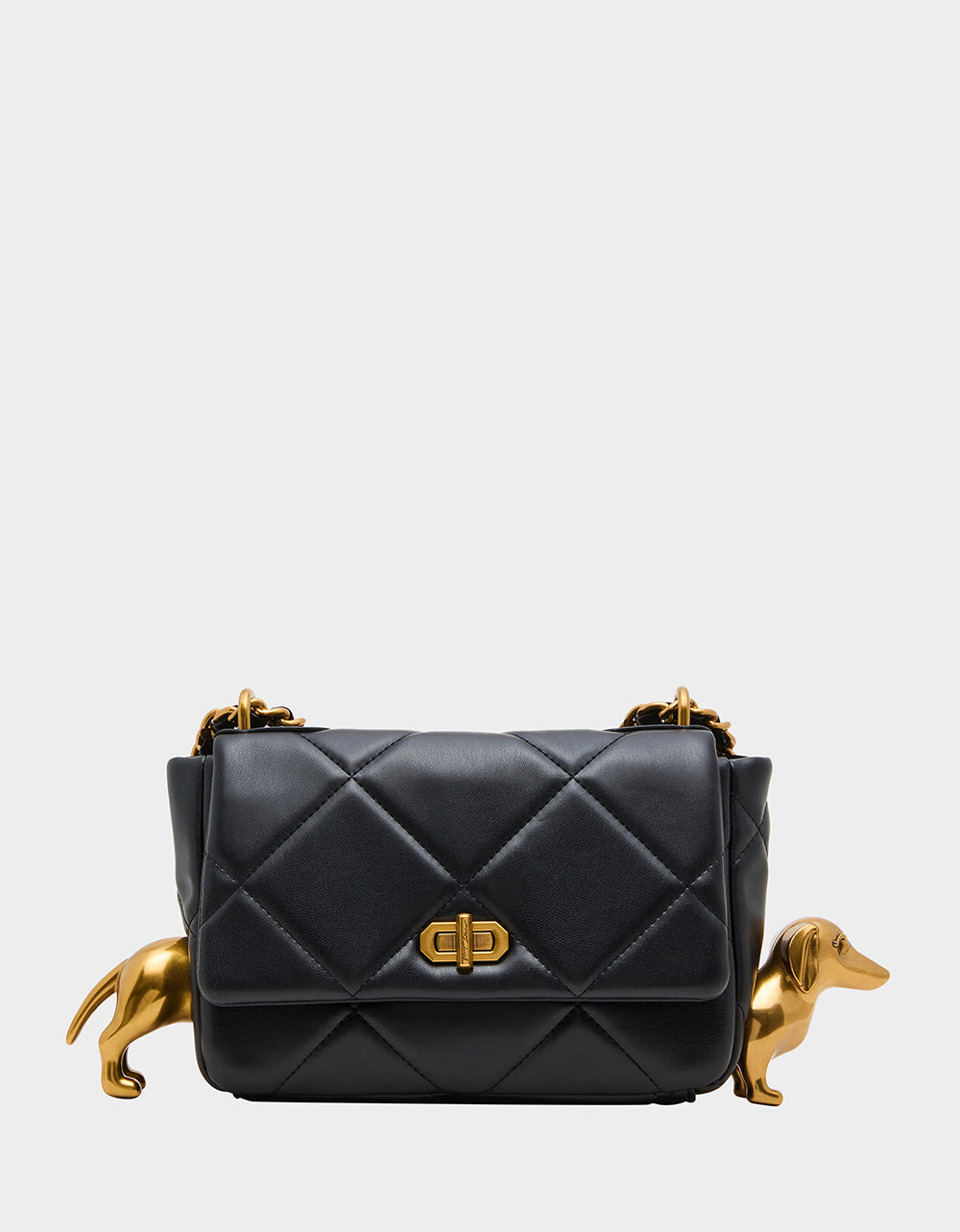 DACHSHUND METAL FLAP BAG BLACK - HANDBAGS - Betsey Johnson