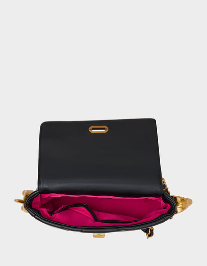 DACHSHUND METAL FLAP BAG BLACK - HANDBAGS - Betsey Johnson