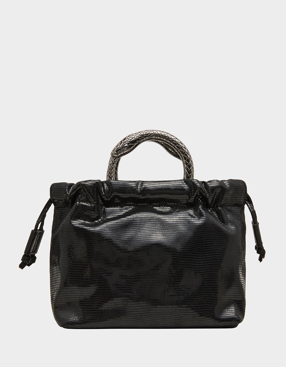 SNAKE RING HANDLE POUCH BLACK - HANDBAGS - Betsey Johnson