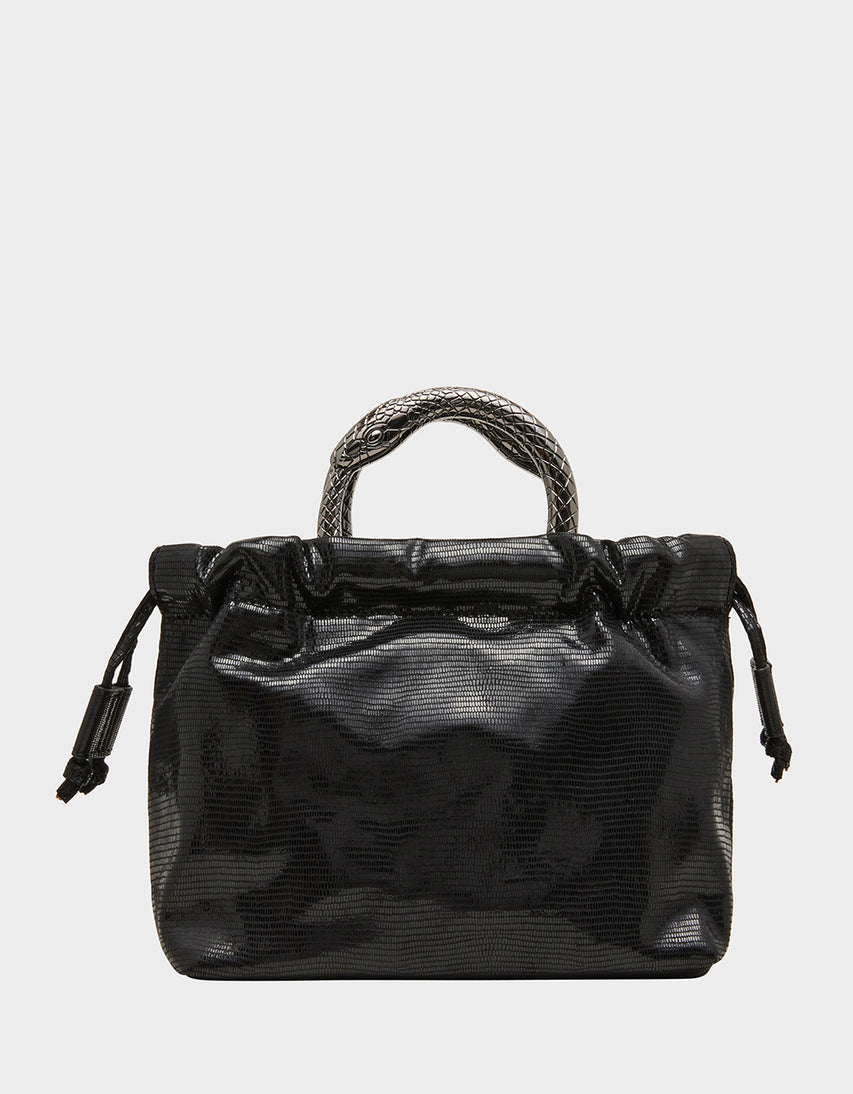 SNAKE RING HANDLE POUCH BLACK - HANDBAGS - Betsey Johnson