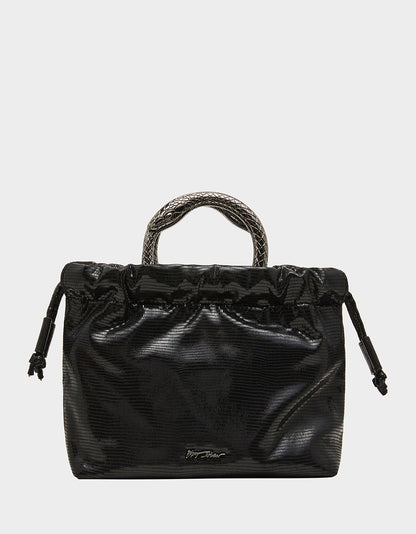 SNAKE RING HANDLE POUCH BLACK - HANDBAGS - Betsey Johnson