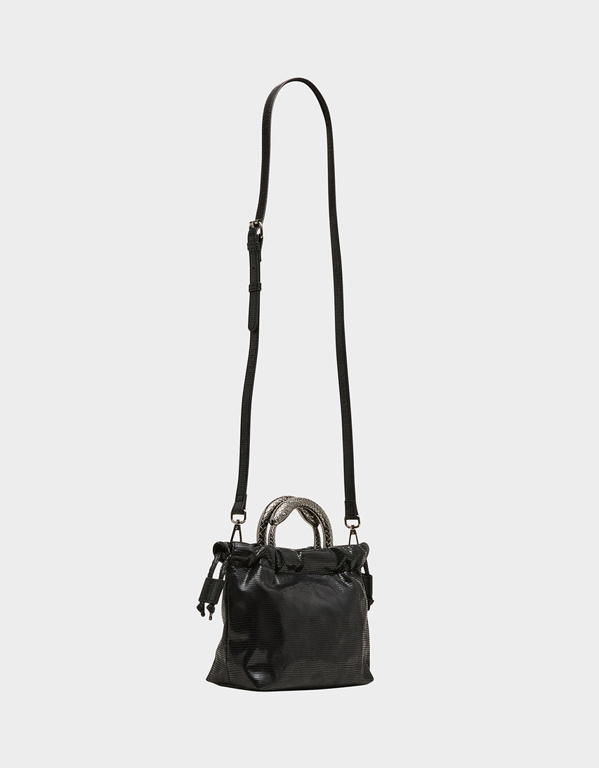 SNAKE RING HANDLE POUCH BLACK - HANDBAGS - Betsey Johnson