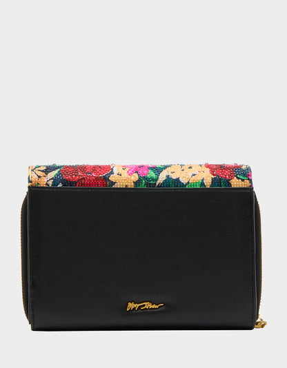 GARDEN PARTY CROSSBODY BLACK FLORAL - HANDBAGS - Betsey Johnson