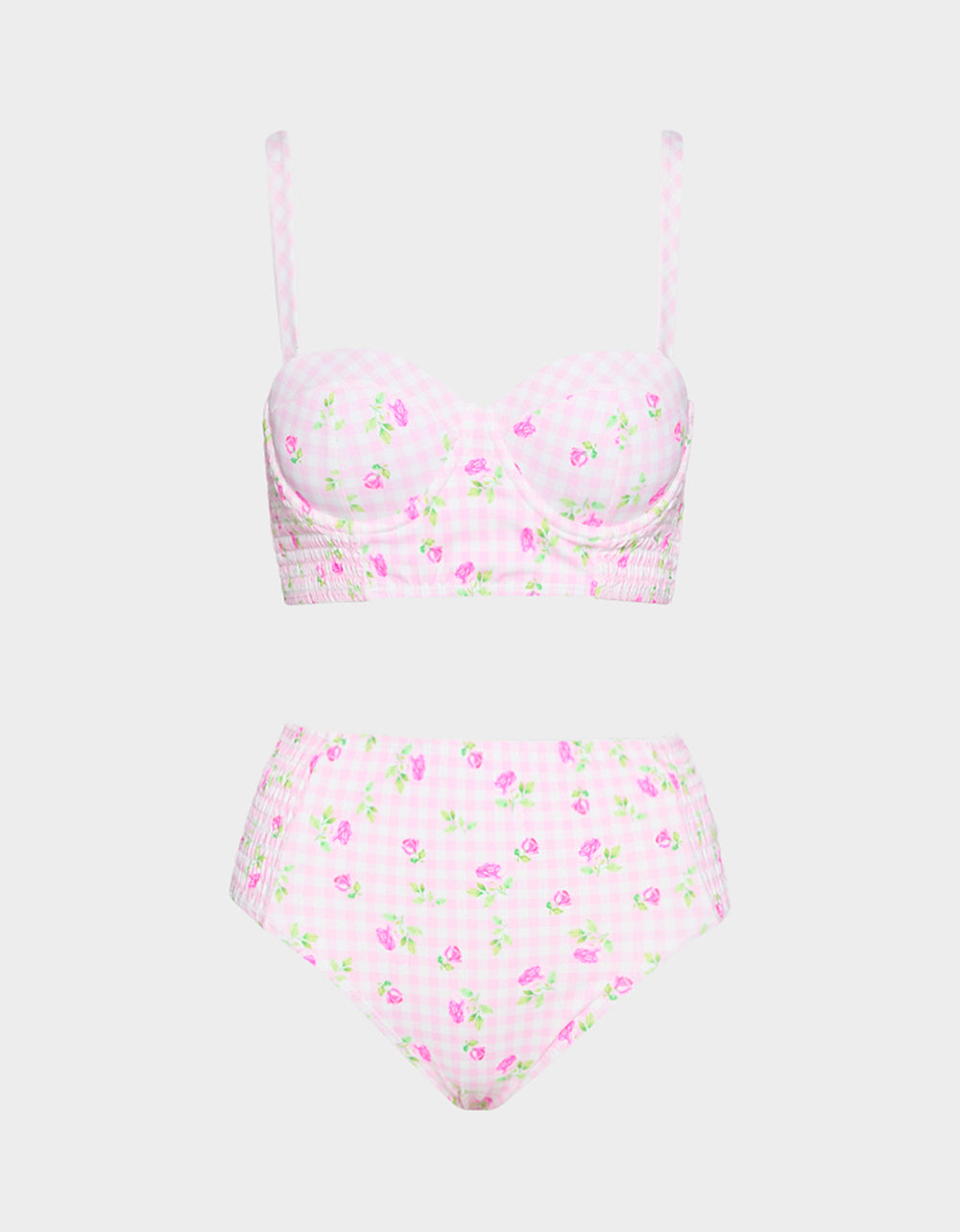 GINGHAM ROSE BIKINI SET PINK - APPAREL - Betsey Johnson