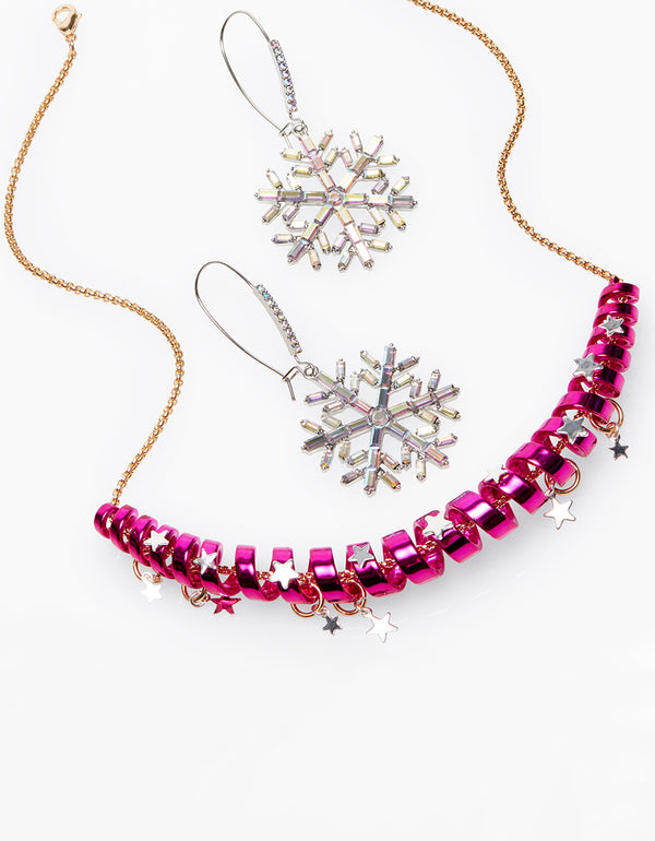 BETSEYS HOLIDAY COIL NECKLACE PINK - JEWELRY - Betsey Johnson