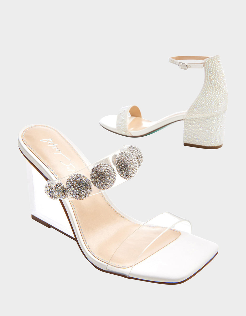 TROY IVORY | Clear Wedge Heels – Betsey Johnson