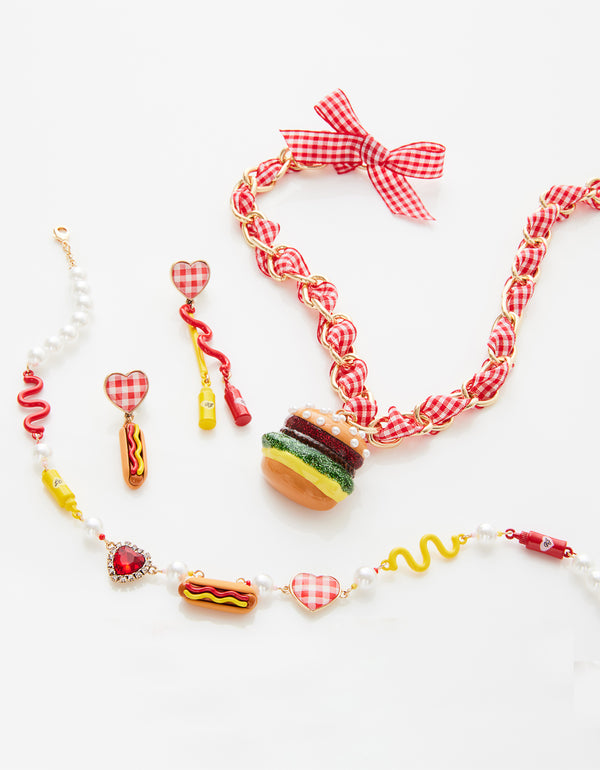KITSCH COOKOUT HOT DOG COLLAR NECKLACE MULTI - JEWELRY - Betsey Johnson