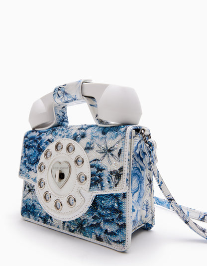 KITSCH PEARL TOILE PHONE BAG BLUE/MULTI - HANDBAGS - Betsey Johnson