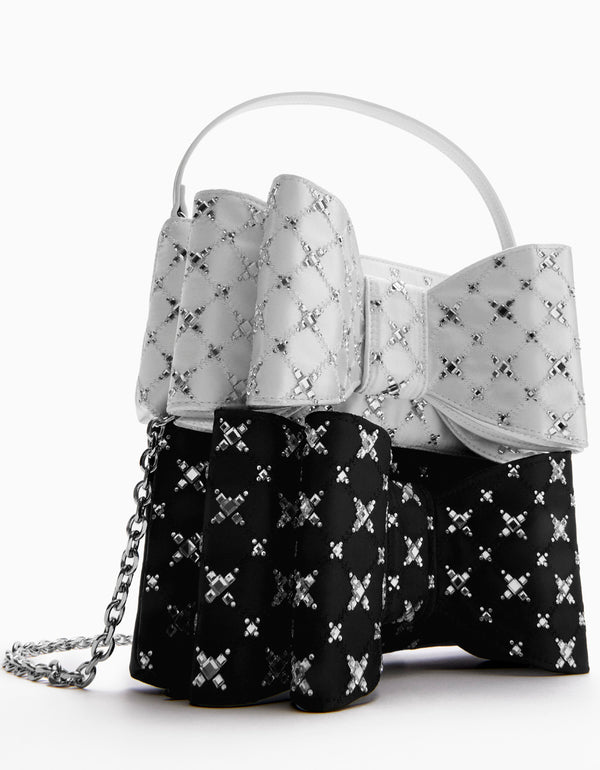 Betsey Johnson Black Cream Double Big Bow Wagon Triple Entry Satchel  Shoulder Bag Handbag : Amazon.in: Shoes & Handbags