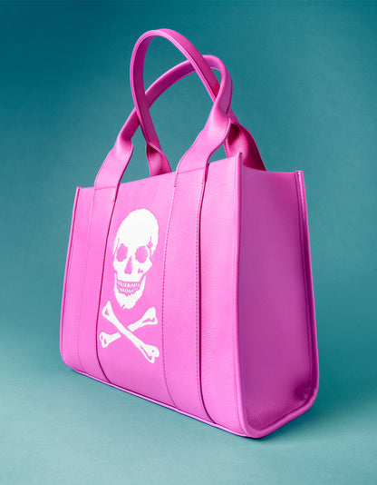 SKULLY DEBOSS TOTE PINK - HANDBAGS - Betsey Johnson