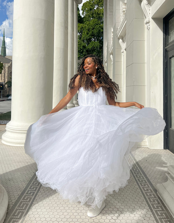 BRIDE VIBES TULLE DRESS WHITE - APPAREL - Betsey Johnson