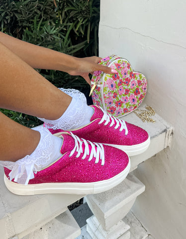 Pink rhinestone sneakers outlet