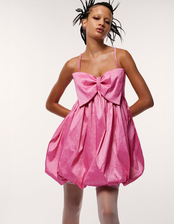 MEGAN BOW DRESS PINK - APPAREL - Betsey Johnson