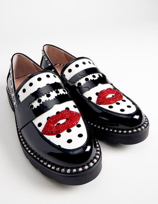 DARIAN-L WHITE BLACK POLKA DOT - SHOES - Betsey Johnson