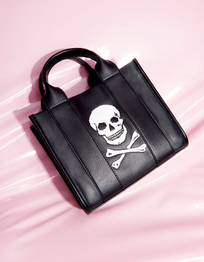 SKULLY DEBOSS MINI TOTE BLACK - HANDBAGS - Betsey Johnson