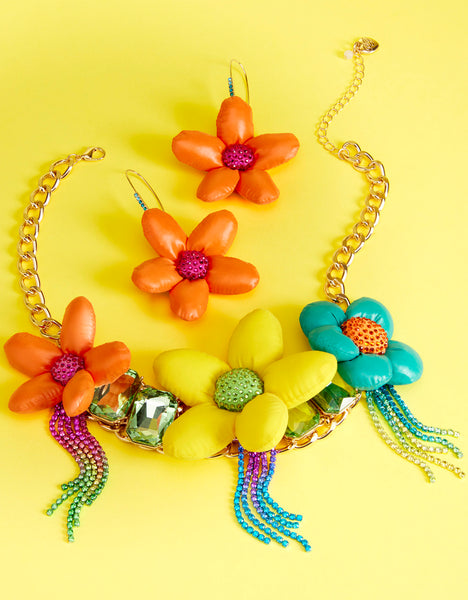 BETSEYS PUFFY FLOWER BIB NECKLACE MULTI - JEWELRY - Betsey Johnson