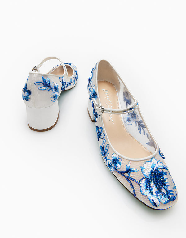 EZRA BLUE FLORAL Mary Jane Heel | Women's Heels – Betsey Johnson