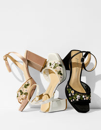 KIRRA NUDE Platform Strappy Square-Toe Block Heel | Women's Heels