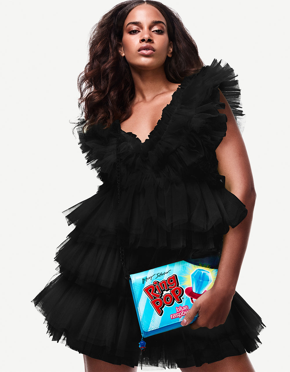 BETSEYS TIERED TULLE DRESS BLACK Mini Formal Women's Dress