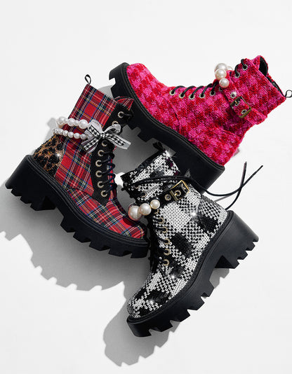 HARIETT RED PLAID - SHOES - Betsey Johnson