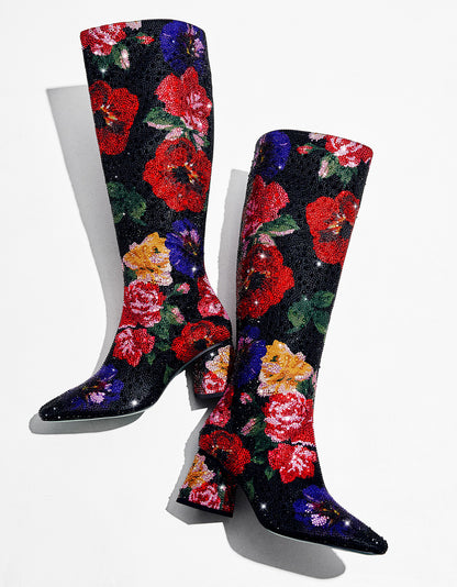 AVON BLACK FLOWER MULTI - SHOES - Betsey Johnson