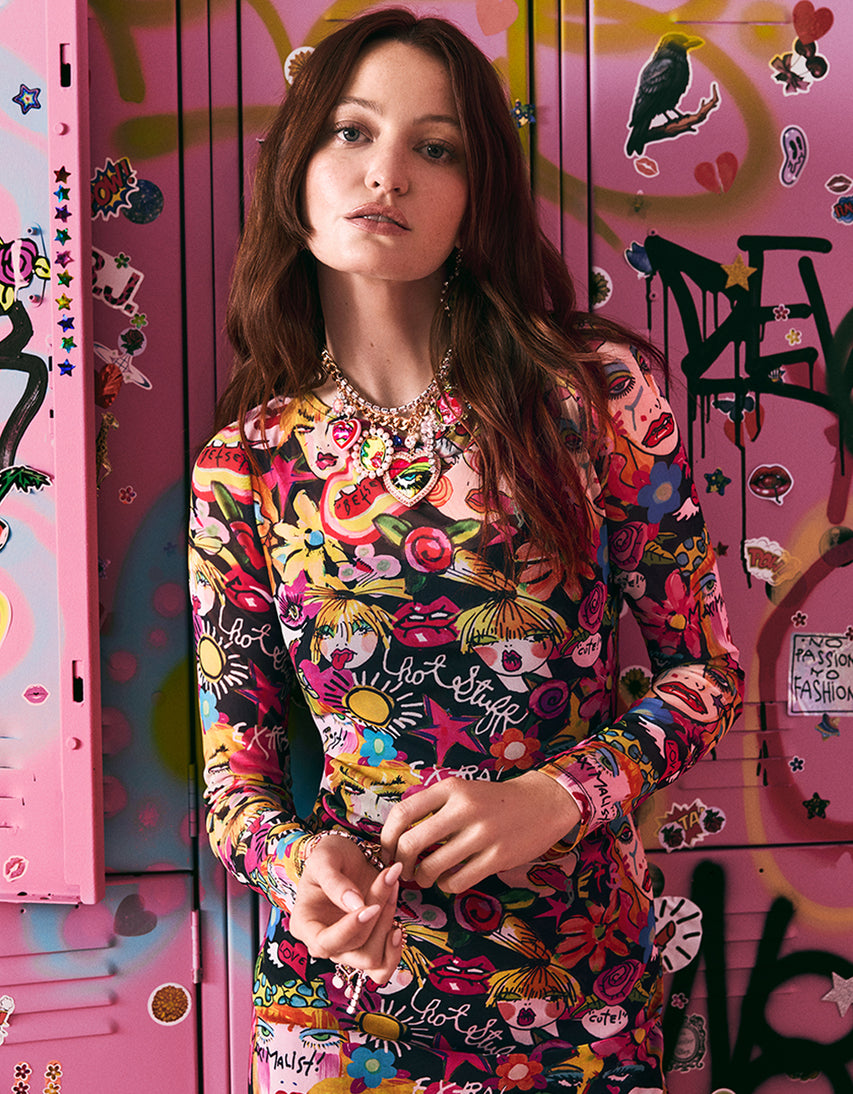 BETSEY'S ART DRESS BLACK MULTI - APPAREL - Betsey Johnson