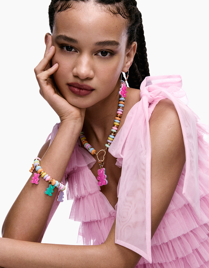 GUMMY BEAR SHEPHERD HOOK EARRINGS PINK - JEWELRY - Betsey Johnson