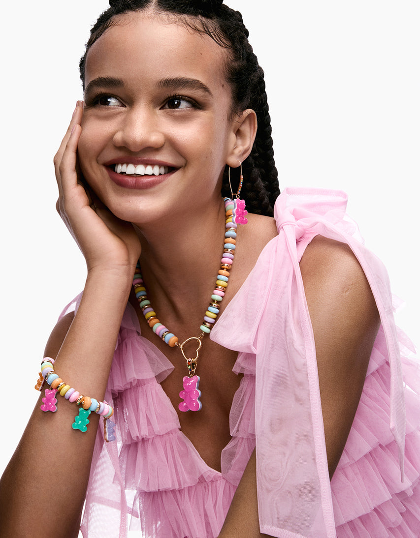 GUMMY BEAR SHORT PENDANT NECKLACE PINK - JEWELRY - Betsey Johnson