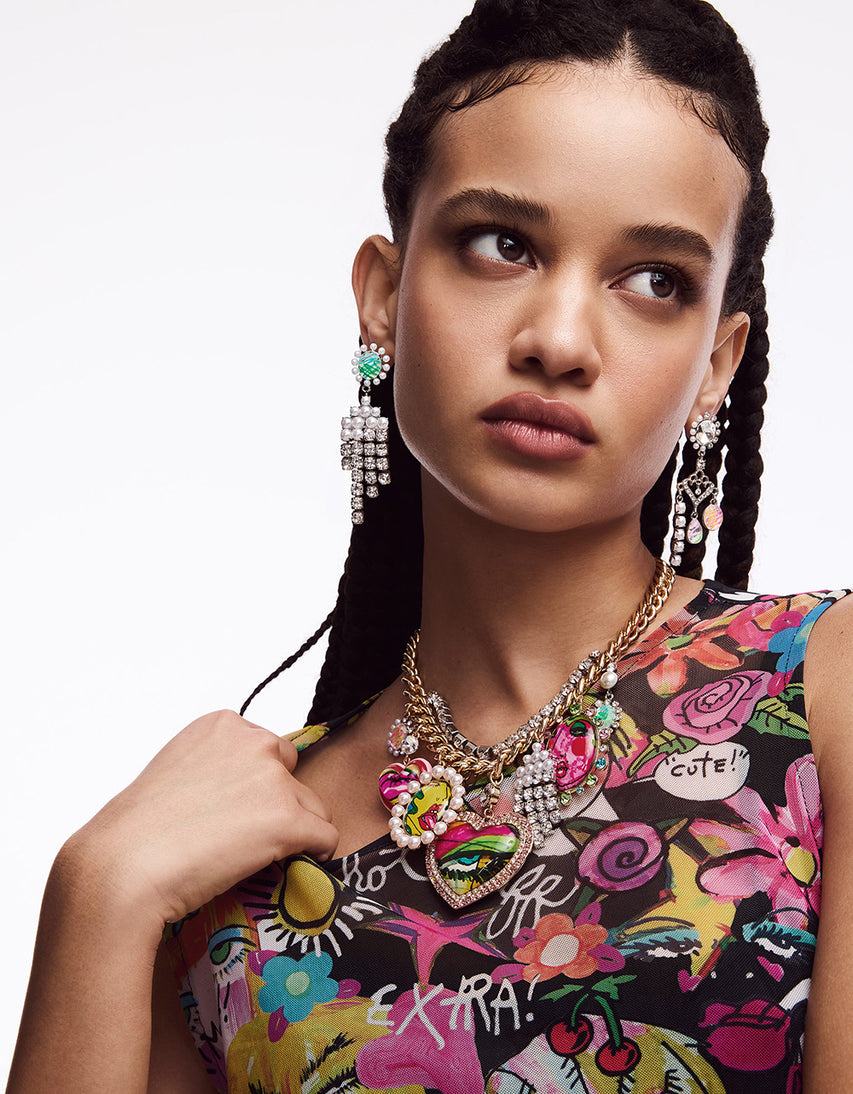 ART CAMPAIGN CHANDELIER MISMATCH EARRINGS - JEWELRY - Betsey Johnson