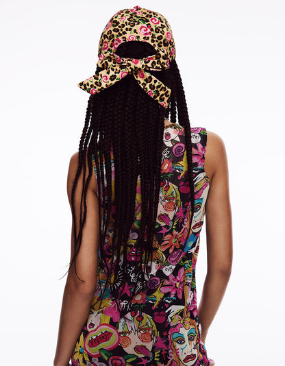 PRINTED BASEBALL HAT WITH BOW TIE ROSE - ACCESSORIES - Betsey Johnson