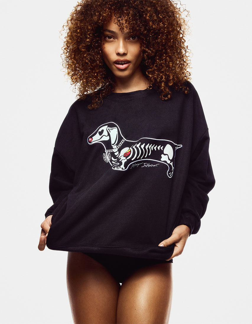 HALLOWEENIE SWEATSHIRT BLACK - APPAREL - Betsey Johnson