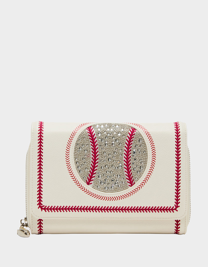 GRAND SLAM WALLET ON CHAIN CREAM Women's Baseball-Themed Rhinestone ...
