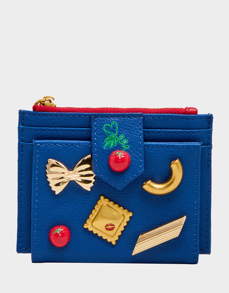 PENNE FOR YOUR THOUGHTS WALLET BLUE Pasta-Themed Women's Bifold