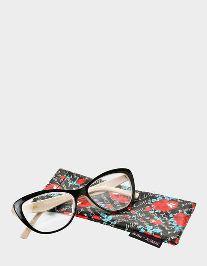 EFFORTLESS CHIC CAT EYE READING GLASSES BLACK - ACCESSORIES - Betsey Johnson