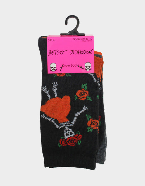 DAY OF THE DEAD THREE PACK BLACK MULTI - ACCESSORIES - Betsey Johnson