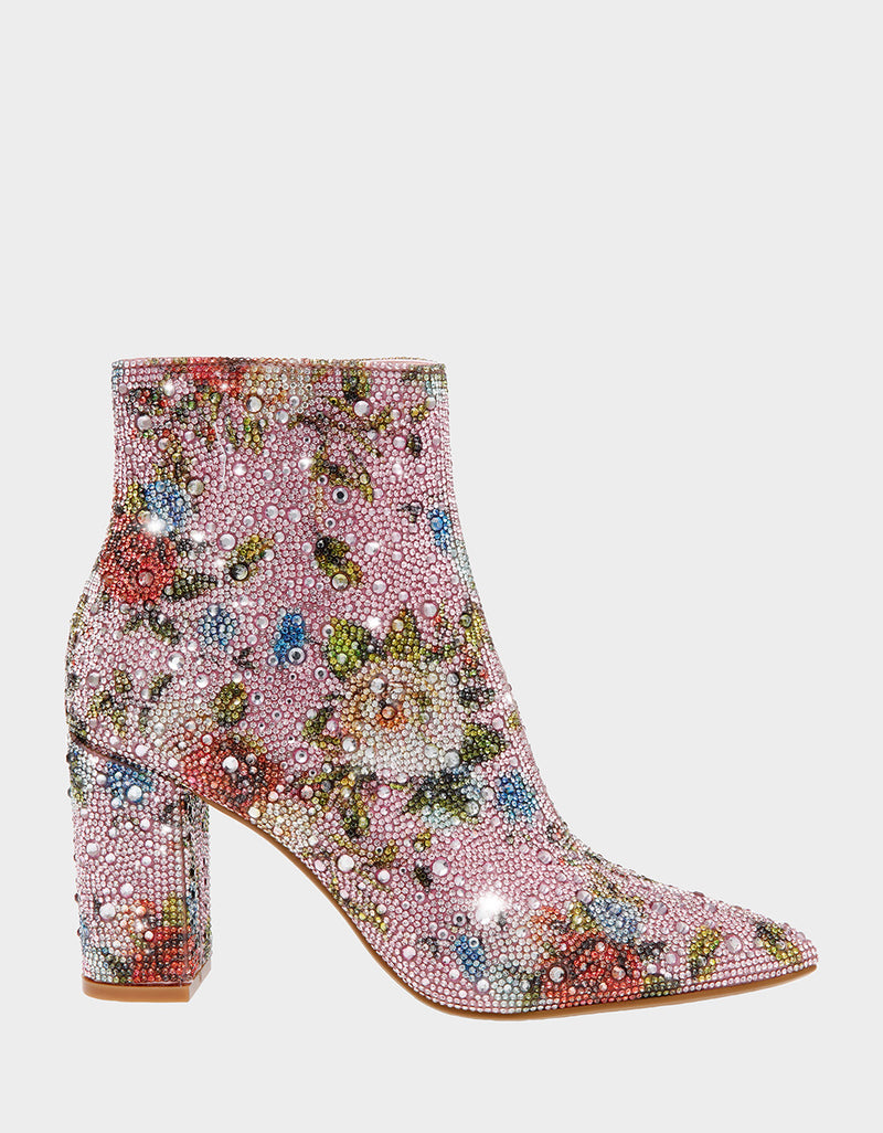 CADYF FLORAL MULTI Booties | Floral Rhinestone Bootie In Pink – Betsey ...