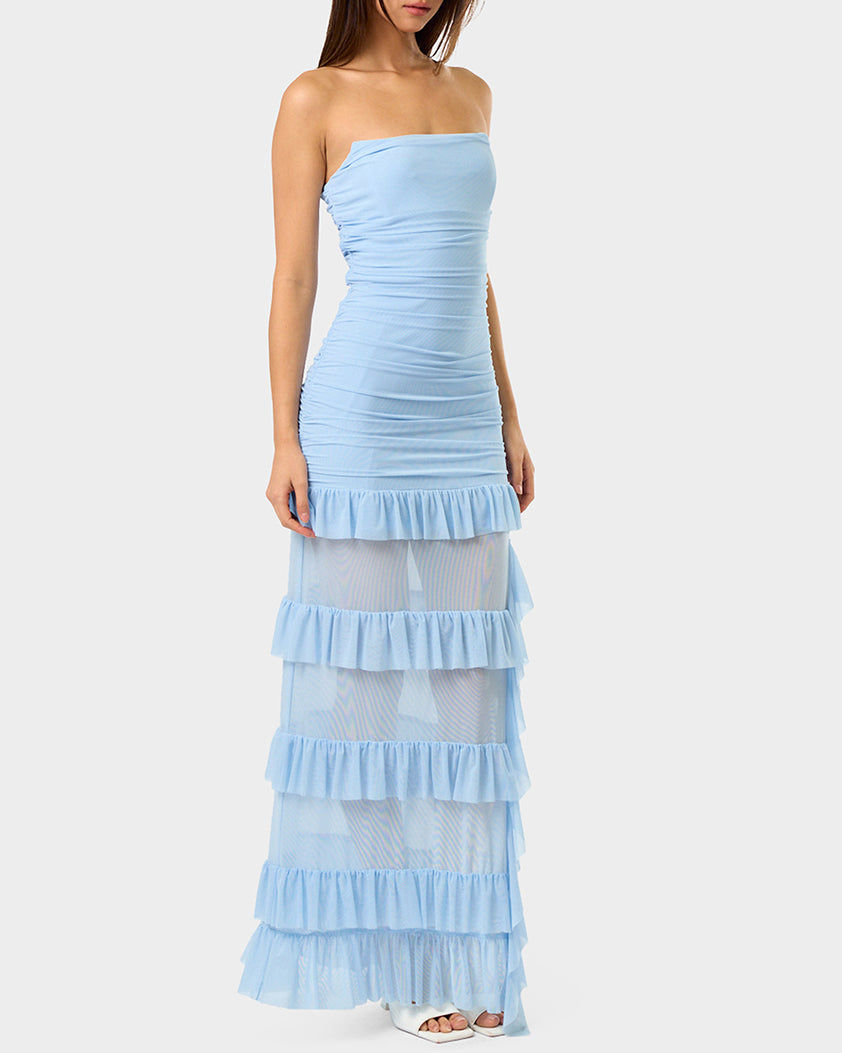 BLUE MIRAGE GOWN LIGHT BLUE Women's Light Blue Strapless Maxi Dress