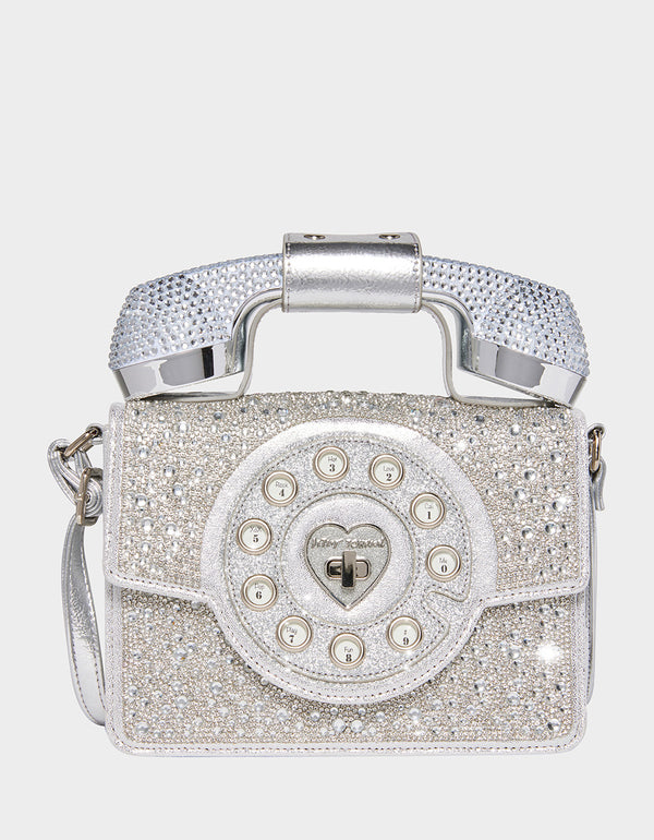 Betsey Johnson Women's Party Line Rhinestone Phone Bag, Silver, One Size :  Amazon.ca: Clothing, Shoes & Accessories