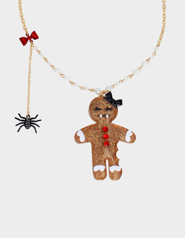 SCARY MERRY GINGERBREAD NECKLACE BROWN - JEWELRY - Betsey Johnson
