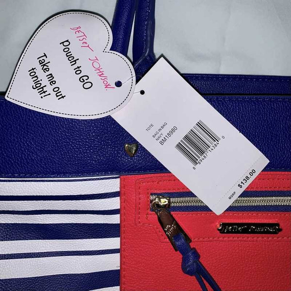 Bag In Bag Tote.  Navy Blue & White Stripes. | RE:LUV -  - Betsey Johnson