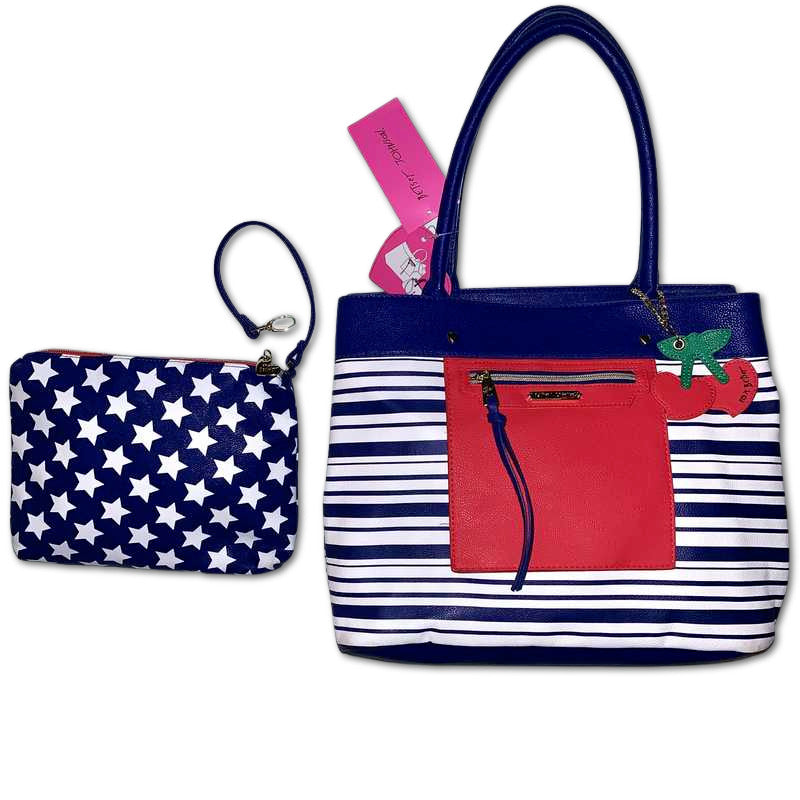 Bag In Bag Tote.  Navy Blue & White Stripes. | RE:LUV