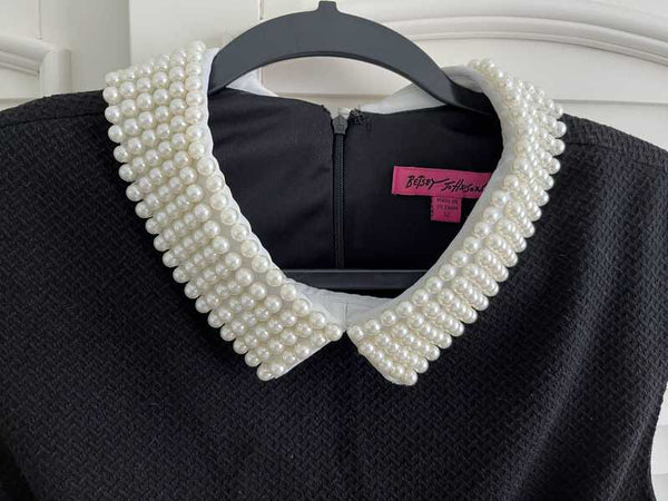 BLACK DRESS WITH PEARL COLLAR | RE:LUV -  - Betsey Johnson